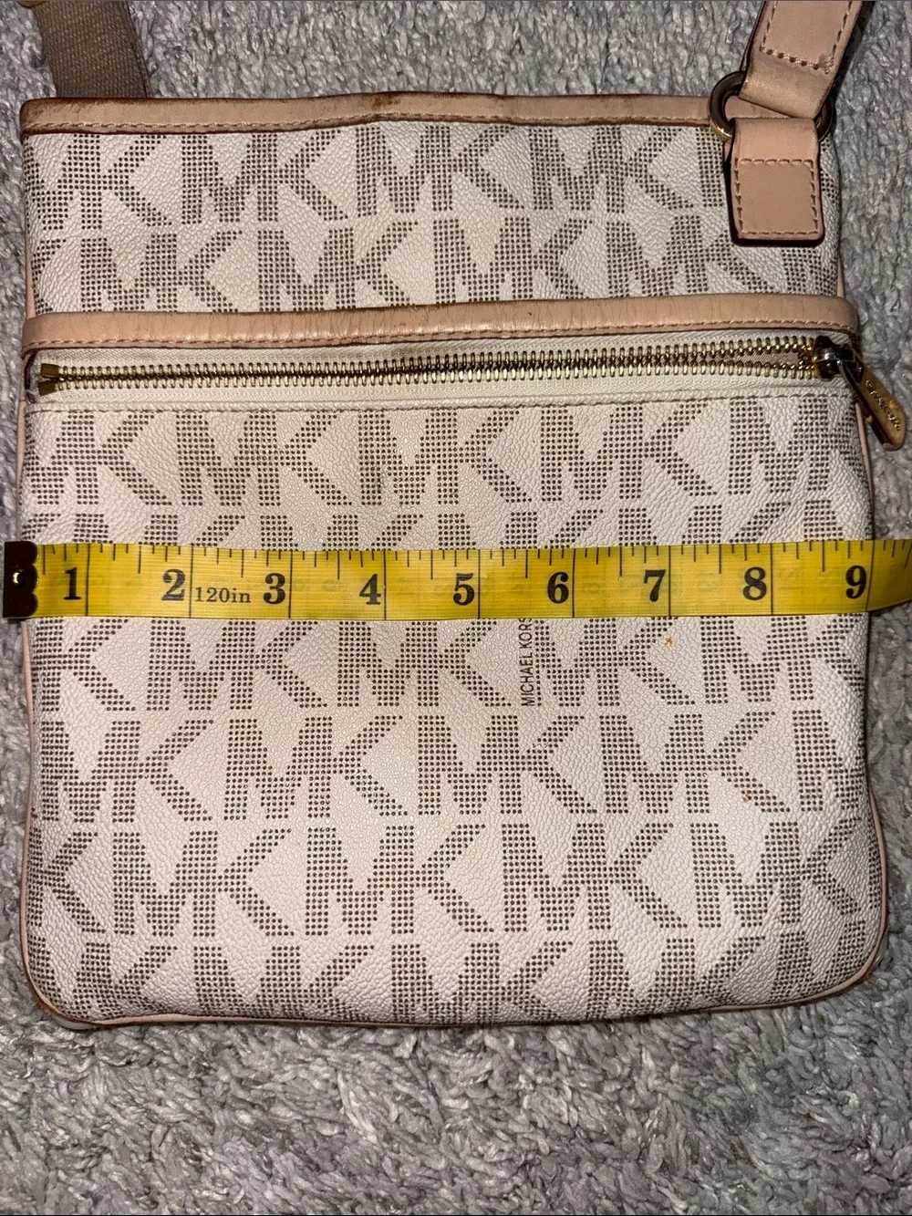 Michael Kors Beige/Tan Signature MK Crossbody Bag
